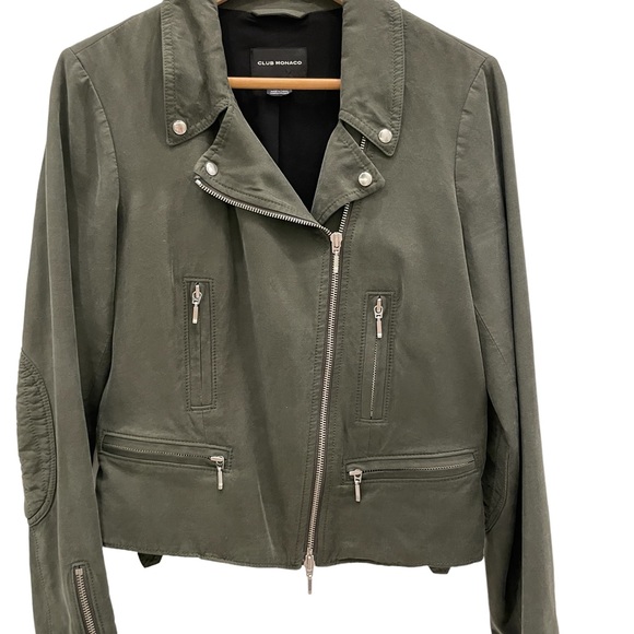 Club Monaco Army Green Moto Jacket - Picture 3 of 9